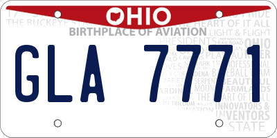 OH license plate GLA7771
