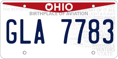 OH license plate GLA7783