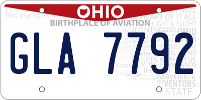 OH license plate GLA7792