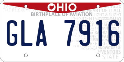 OH license plate GLA7916