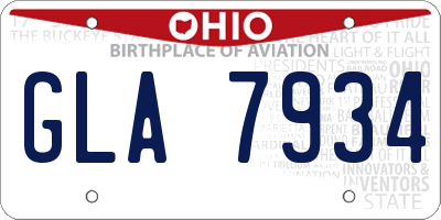 OH license plate GLA7934