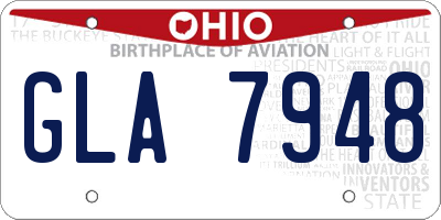 OH license plate GLA7948