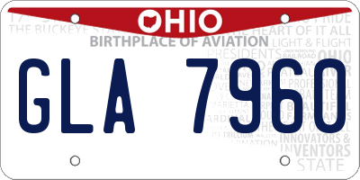 OH license plate GLA7960