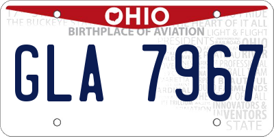 OH license plate GLA7967