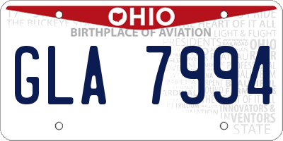 OH license plate GLA7994
