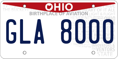 OH license plate GLA8000