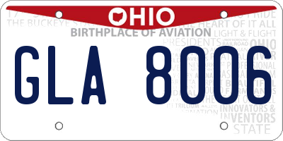 OH license plate GLA8006