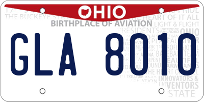 OH license plate GLA8010