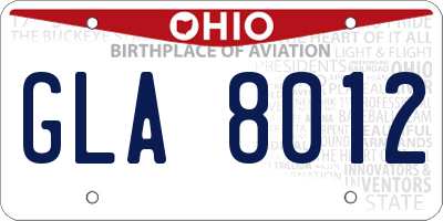 OH license plate GLA8012