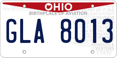 OH license plate GLA8013