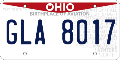 OH license plate GLA8017