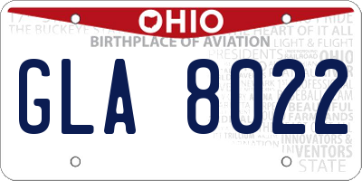 OH license plate GLA8022