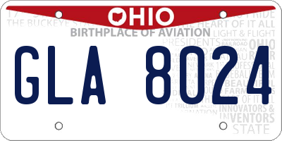 OH license plate GLA8024