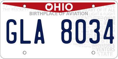 OH license plate GLA8034