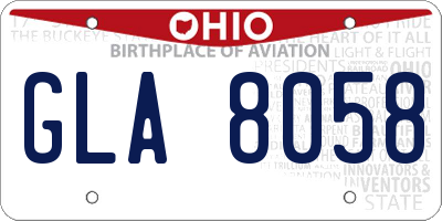 OH license plate GLA8058