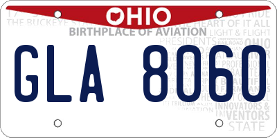 OH license plate GLA8060