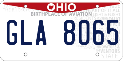 OH license plate GLA8065