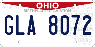 OH license plate GLA8072
