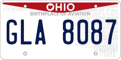 OH license plate GLA8087