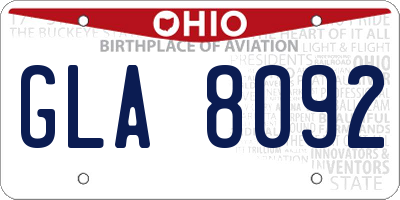 OH license plate GLA8092