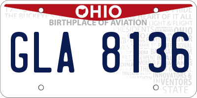 OH license plate GLA8136