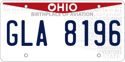 OH license plate GLA8196