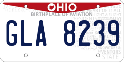 OH license plate GLA8239