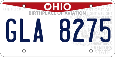 OH license plate GLA8275