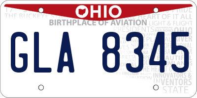 OH license plate GLA8345