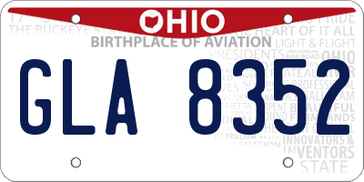 OH license plate GLA8352