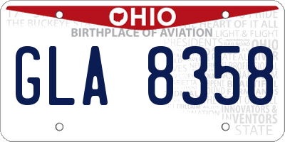 OH license plate GLA8358