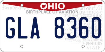 OH license plate GLA8360