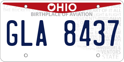 OH license plate GLA8437