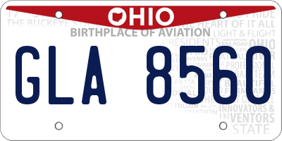 OH license plate GLA8560