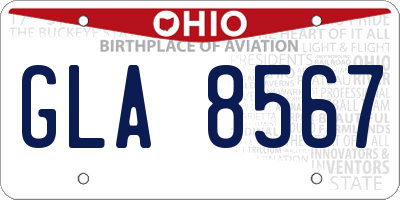 OH license plate GLA8567