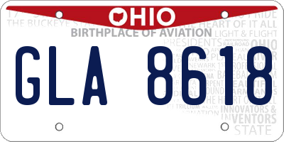 OH license plate GLA8618
