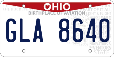 OH license plate GLA8640