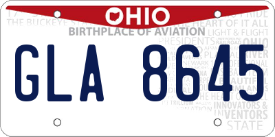 OH license plate GLA8645