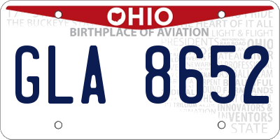 OH license plate GLA8652