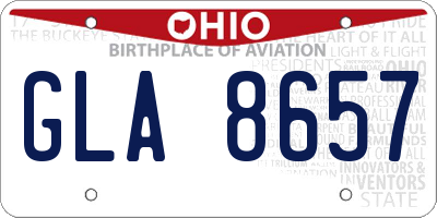 OH license plate GLA8657