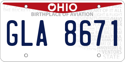 OH license plate GLA8671
