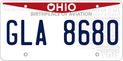 OH license plate GLA8680