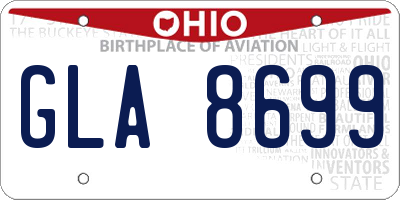 OH license plate GLA8699