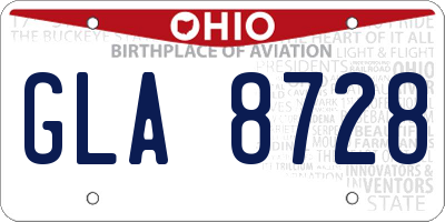 OH license plate GLA8728