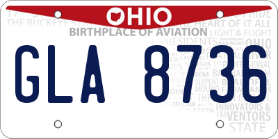 OH license plate GLA8736