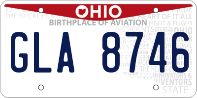 OH license plate GLA8746