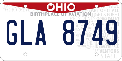 OH license plate GLA8749