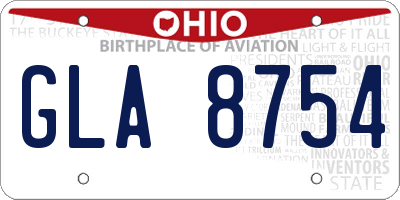 OH license plate GLA8754