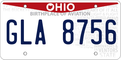 OH license plate GLA8756