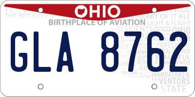OH license plate GLA8762